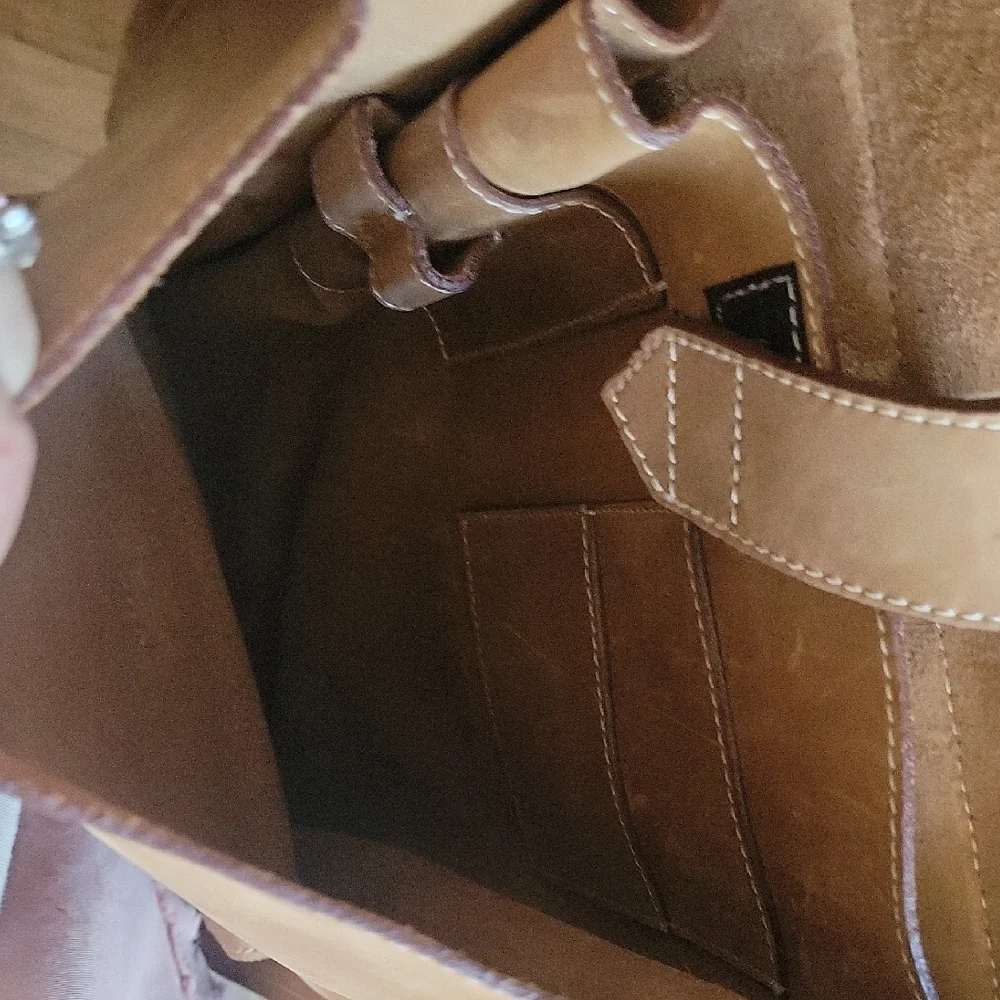 Tan Leather laptop Backpack -